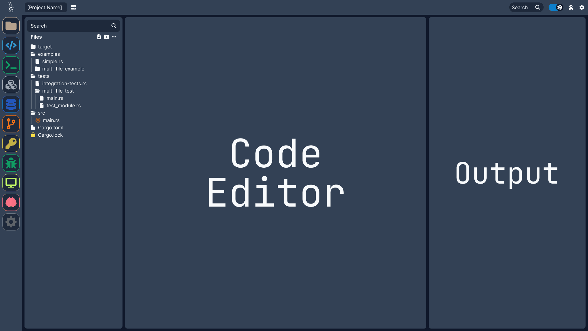 Prototype design for the code editor, made in Figma